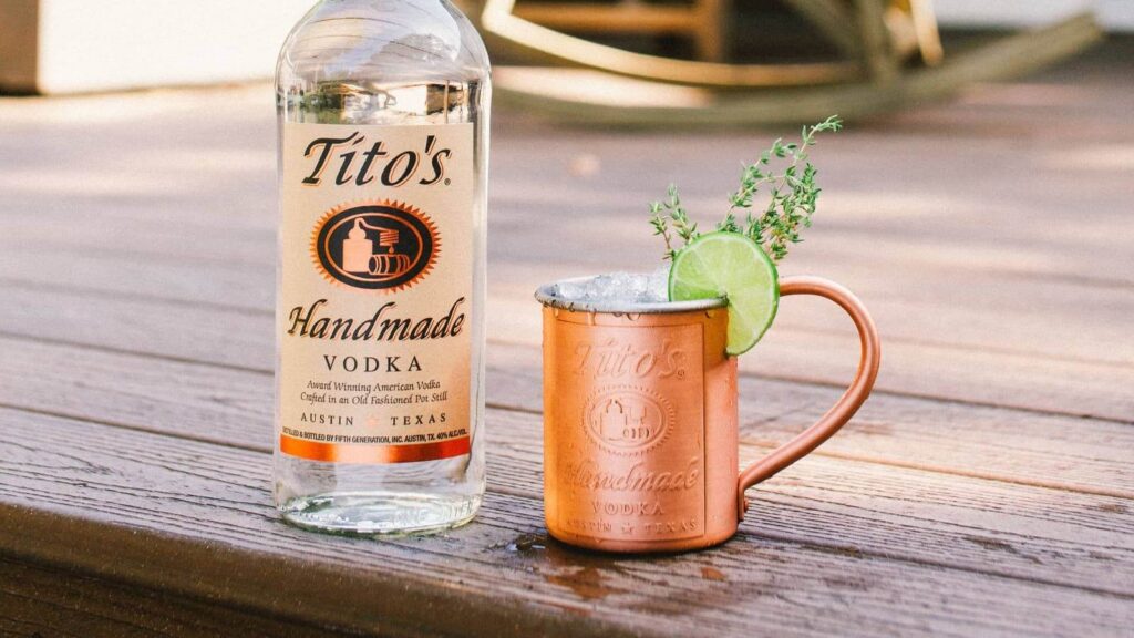 titos vodka served in copper cup